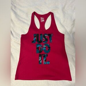 Nike Red Tank Top with Blue Graphic